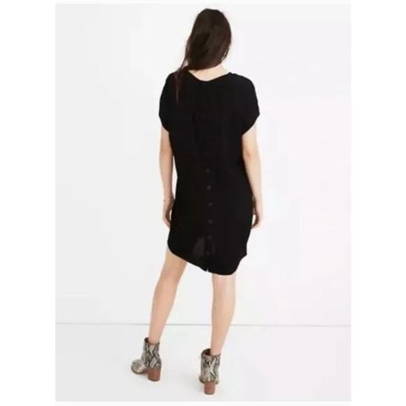 Madewell Easy Shirt Dress Black‎ Button Down Back Short Sleeve Size Small - Picture 1 of 8